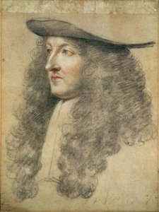 XIV. Lajos király arcképe, 1663 körül (fekete, vörös és fehér kréta papíron)