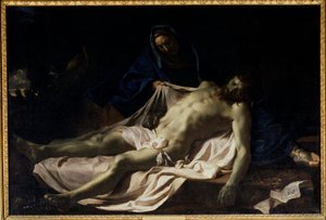 A halott Krisztus a Szűz Pieta térdén. Charles Lebrun festménye alkotó: Charles Le Brun