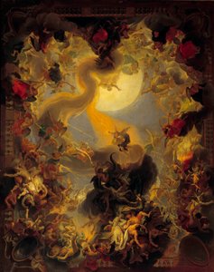 A lázadó angyalok bukása. Charles Lebrun (Le Brun) festménye (1619-1690) alkotó: Charles Le Brun