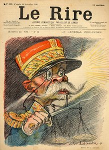Zurlinden tábornok karikatúrája, a „Le Rire” címlapjáról, 1898. szeptember 24. (színes litó) alkotó: Charles Leandre