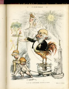 Illusztráció Charles Leandre-ről (1862-1934) a Le Rire-ben, 2004.10.22. - Nagyszerű házasság - Házasság - Rooster, Meyer Arthur - Állatosítás alkotó: Charles Leandre