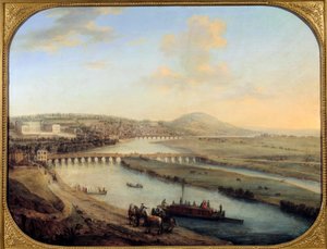 Kilátás a Seguin-szigetre, a Sevres-hídra és a Saint Cloud Panorama-ra Párizs nyugati részéről. Charles Grevenbroek (? -1758) festménye 1738 V. 0,69x0,9 Párizs, musee Carnavalet