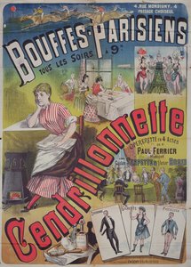 A „Cendrillonnette” operettet reklámozó plakát a Theater des Bouffes Parisiens-ben, Párizs c. 1890