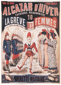 A. de Villebichot La Grêve des femmes operettjének plakátja, 1879-1880
