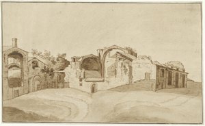 Kilátás Diocletianus fürdőjére Rómában alkotó: Charles Louis Clerisseau