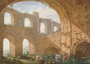 Hadrianus Villa, Tivoli közelében (toll és gouache papíron)