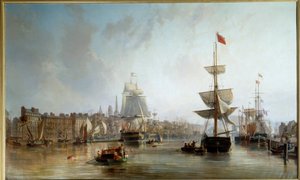 A roueni kikötő 1855-ben Charles Louis Mozin (1806-1862) festménye 1855 V. 1,77x2,87 m Rouen, Musee des Beaux Arts alkotó: Charles Louis Mozin