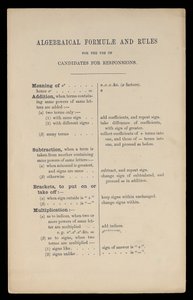 Algebrai képletek és szabályok a Candidates for Responsions használatára, Oxford University Press alkotó: Charles Lutwidge Dodgson