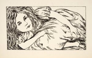 Alice a fehér nyulak házában, illusztráció az Alices Adventures Under Ground című könyvből, pub. 1886 (fakszimile) alkotó: Charles Lutwidge Dodgson