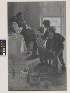 James Whitcomb Riley „A hibás Mikulás” című művének előlapja alkotó: Charles M. Relyea