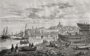 Granville, Franciaország, a 18. században, Louis Blanc (1811-82) "Histoire de la Revolution Francaise" című művéből, LeBreton metszete, 1847-62 alkotó: Charles-Marie Bouton
