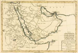 Arábia, a Perzsa-öböl és a Vörös-tenger, Egyiptommal, Núbiával és Abesszíniával, Guillaume Raynal (1713-96) „Atlas de Toutes les Parties Connues du Globe Terrestre” című művéből, Genf, 1780 (színes)