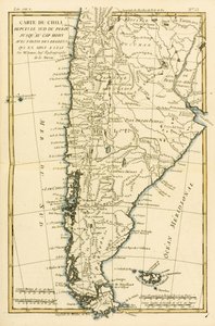 Chile, Peru déli részétől a Horn-fokig, Guillaume Raynal (1713-96) „Atlas de Toutes les Parties Connues du Globe Terrestre” című művéből, Genf, 1780 alkotó: Charles Marie Rigobert Bonne