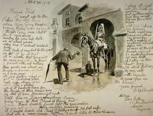 Illusztrált levél, 1914. április 20. (toll és tinta, mosás papíron) alkotó: Charles Marion Russell