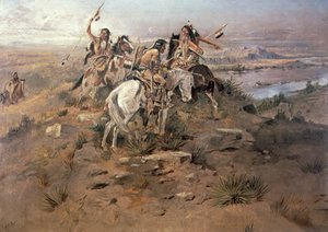Az indiánok felfedezik Lewist és Clarkot alkotó: Charles Marion Russell