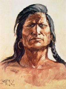 Shoshone Tribesman alkotó: Charles Marion Russell