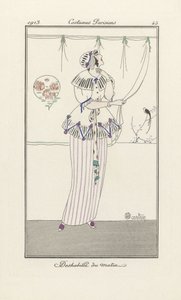 Reggeli negligee, Costumes Parisien, pub.1913 (stencilnyomat) alkotó: Charles Martin