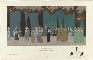 Gazette du Bon Ton, 1914 - 5. sz., Pl. 43: Aphrodité / Az Istennő kertjeiben (cím a tárgyon)