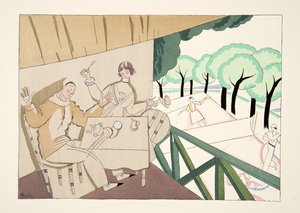 Tenisz, a Sports & Entertainment, pub. 1914 (sablonnyomat) alkotó: Charles Martin