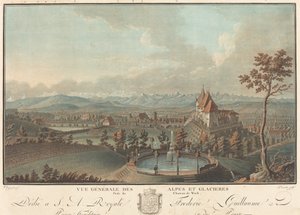 Az Alpok és a gleccserek általános képe. alkotó: Charles Melchior Descourtis
