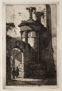Az athéni francia kapucinus kolostor bejárata, 1854. alkotó: Charles Meryon