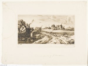 Bejárat Saint-Marceau külvárosába, Párizsba alkotó: Charles Meryon