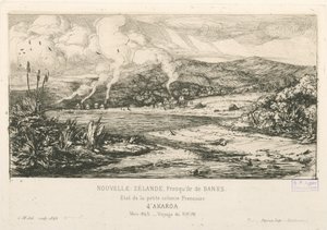 A kis francia gyarmat, Akaroa állapota, illusztráció a "Rézkarcok a Csendes-óceánról..." c.