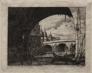 Párizs rézkarcai: A Notre Dame híd íve alkotó: Charles Meryon
