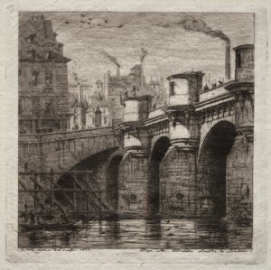 Párizs rézkarcai: Az új híd, 1853. alkotó: Charles Meryon