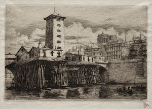 Párizs rézkarcai: A Notre Dame szivattyú, 1852. alkotó: Charles Meryon