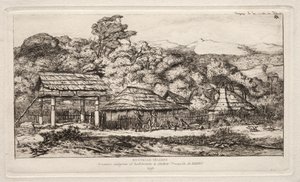 Natív pajták és kunyhók Akaroában, Banks-félszigeten, 1845, 1865. alkotó: Charles Meryon