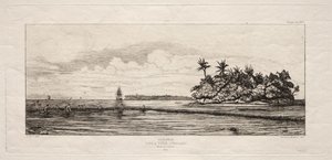 Óceánia: Halászat a pálmákkal rendelkező szigetek közelében az Uea vagy Wallis csoportban, 1845 alkotó: Charles Meryon