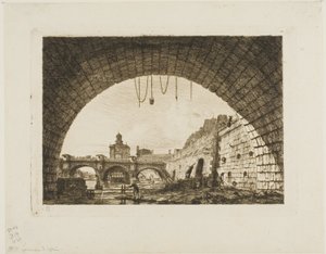 Pont-Neuf és a Szamaritánia a Pont-au-Change első boltíve alól, Párizsban alkotó: Charles Meryon