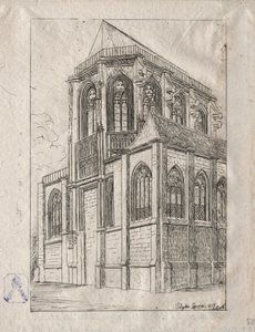 A St. Martin-sur-Renelle-templom apszisa, 1860. alkotó: Charles Meryon