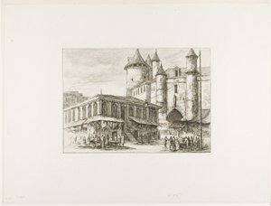 A Grand Châtelet, Párizs, kb. 1780, egy korábbi rajz után alkotó: Charles Meryon