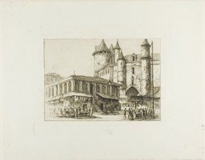 A Grand Châtelet, Párizs, kb. 1780, egy korábbi rajz után alkotó: Charles Meryon