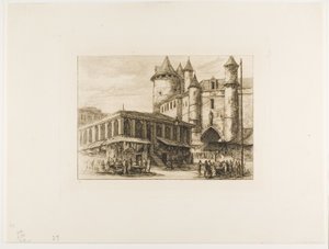 A Grand Châtelet, Párizs, kb. 1780, egy korábbi rajz után alkotó: Charles Meryon