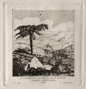 Az öreg katona telepes kunyhója Akaroában, 1845 alkotó: Charles Meryon