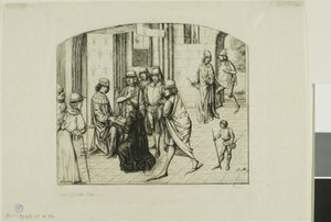 A Valère Maxime nyomtatót bemutatják XI. Lajos királynak alkotó: Charles Meryon