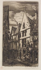 Kilátás a Rue des Toiles utcára, Bourges alkotó: Charles Meryon