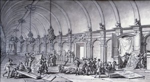 A műalkotások kifosztása Bonaparte Napóleon alatt: „A Correge-i Madonnát (Antonio Correggio) a pármai Akadémiáról vették át, és 1796 májusában adták át a francia kurátoroknak”. Charles Meynier (1768-1832) rajza kínai tintával. Homályos. 0,17x0,32 m alkotó: Charles Meynier
