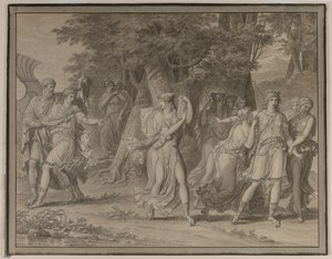 Telemachus, mentor ösztönzésére, Calypso szigetének elhagyása, 1800. alkotó: Charles Meynier