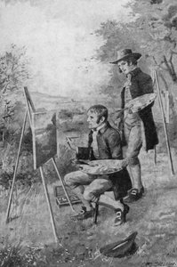 A falu vízvezeték-szerelője segít egy fiatal John Constable-nek egy jelenetet festeni Suffolkban (litho)