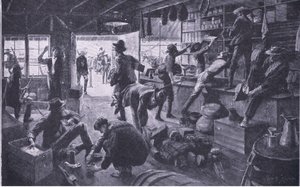 Búrok kifosztanak egy üzletet a Grange River ingatlanban, illusztráció az After Pretoria: The Guerilla War, 1902-ből alkotó: Charles Mills Sheldon