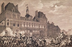 Robespierre, Saint-Just, Couthon és Hanriot a párizsi Hotel-de-Ville-ben keresnek menedéket, 9 Thermidor II. év (1794. július 27.) 1800