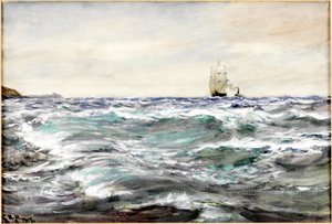Durva víz a bárban (akvarell és testfesték papíron) alkotó: Charles Napier Hemy