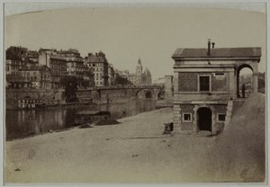 Vámpavilon, a Hôtel-de-Ville kikötője és a Conciergerie-vel rendelkező Cité-sziget, Párizs 4. kerülete. alkotó: Charles Nègre