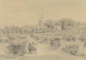 Kilátás a Marigny falura Kilátás a Clocherre és Marigny falu egy részére a Salon du Château-ból (cím az objektumon) alkotó: Charles Nicolas Cochin (II)