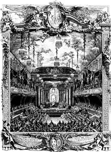 Egy terem díszítése Versailles-ban, Franciaországban, 1745.