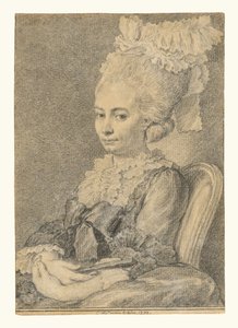 Portré egy fiatal nő, aki egy ventilátort tart alkotó: Charles Nicolas Cochin II